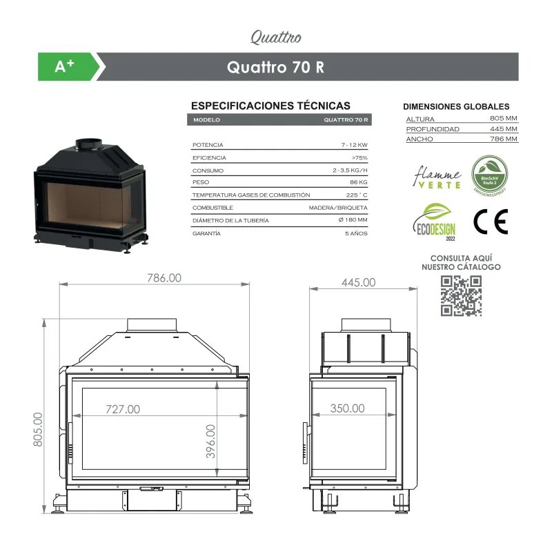 Chimenea de Leña A.Caminetti Quattro 70