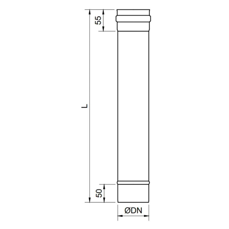 Tubo Recto 500 MM Pellet Vitrificado Negro