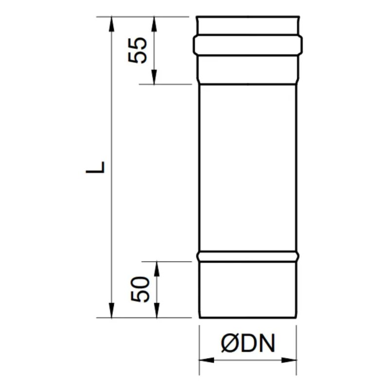 Tubo Recto 250 MM Pellet Vitrificado Negro
