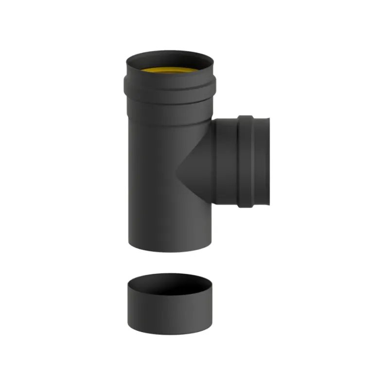 Te 90º Con Colector Pellet Vitrificado Negro