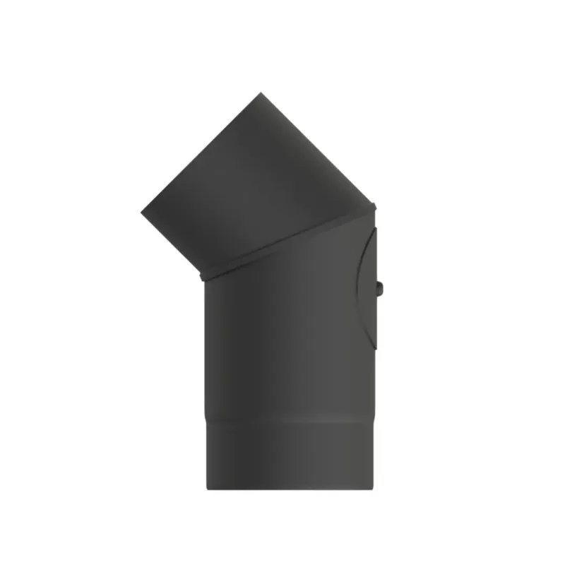 Codo 45º Con Inspección Premium Leña Vitrificado Negro