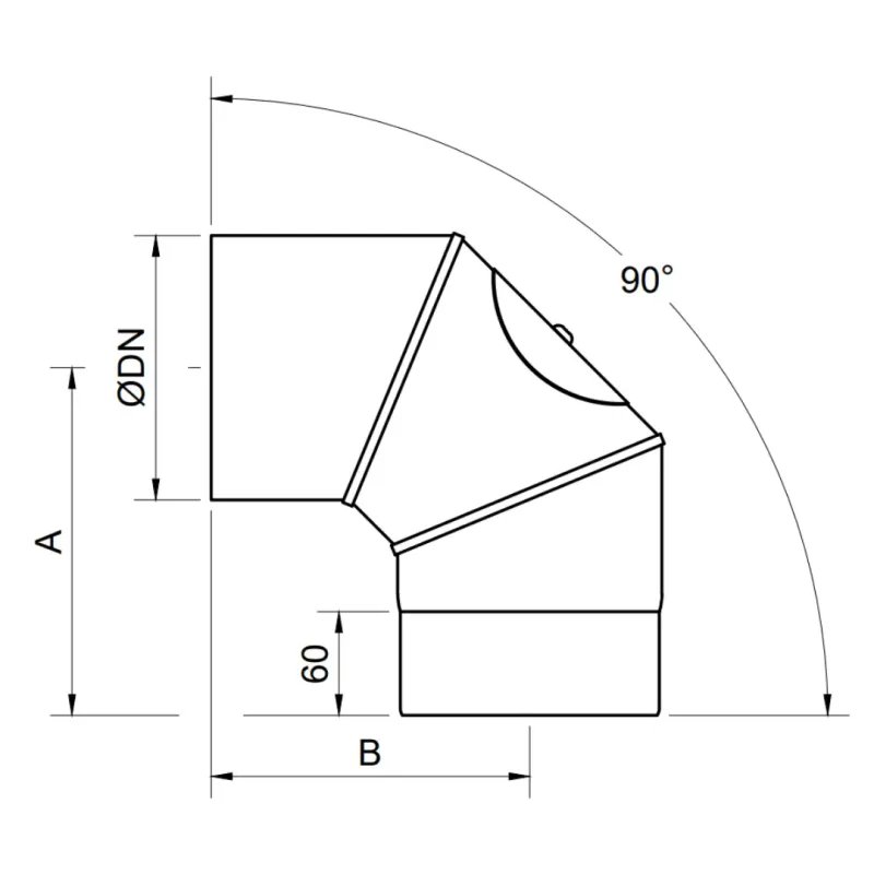 Codo 90º Con Inspección Premium Leña Vitrificado Negro