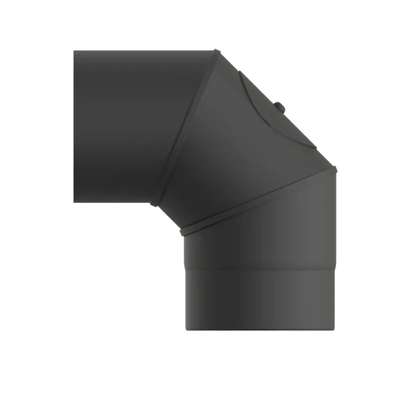 Codo 90º Con Inspección Premium Leña Vitrificado Negro