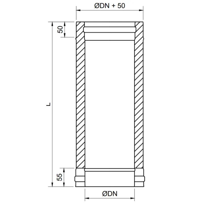 Módulo Recto 1000 MM Pellet Leña Vitrificado Negro Doble DW 316L