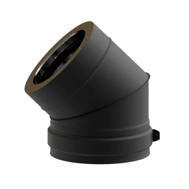 Codo 45° Pellet Leña Vitrificado Negro Doble DW 316L
