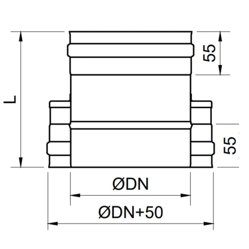Adaptador Doble-Simple Pellet Leña Vitrificado Negro DW 316L