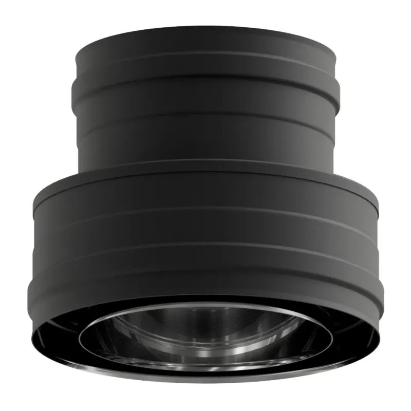 Adaptador Doble-Simple Pellet Leña Vitrificado Negro DW 316L