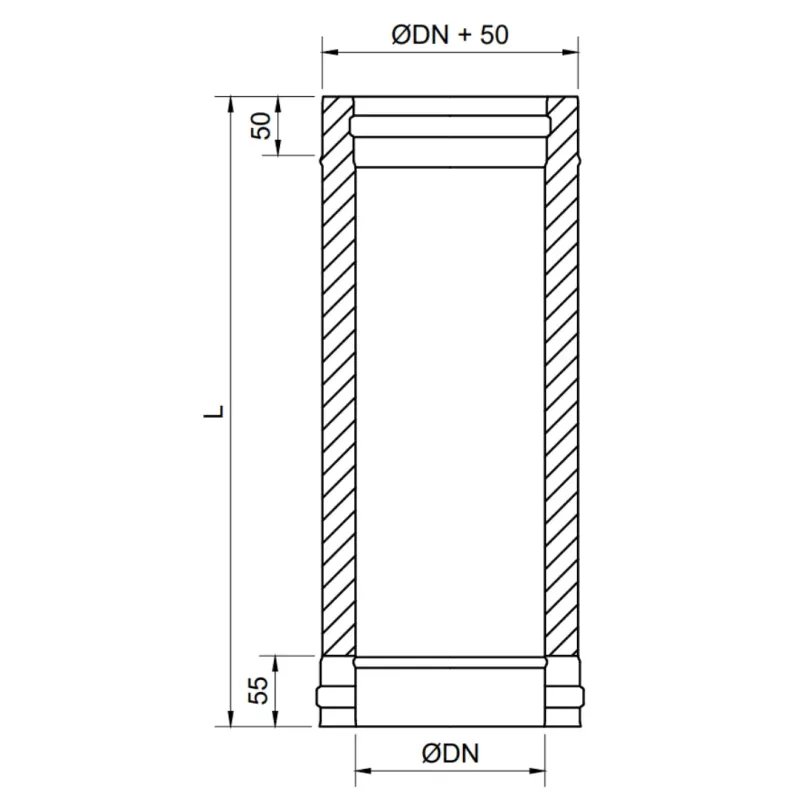 Módulo Recto  1000 MM Pellet Leña Inox Doble DW 316L