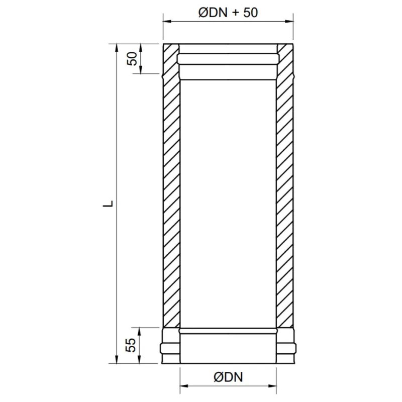 Módulo Recto 500 MM Pellet Leña Inox Doble DW 316L
