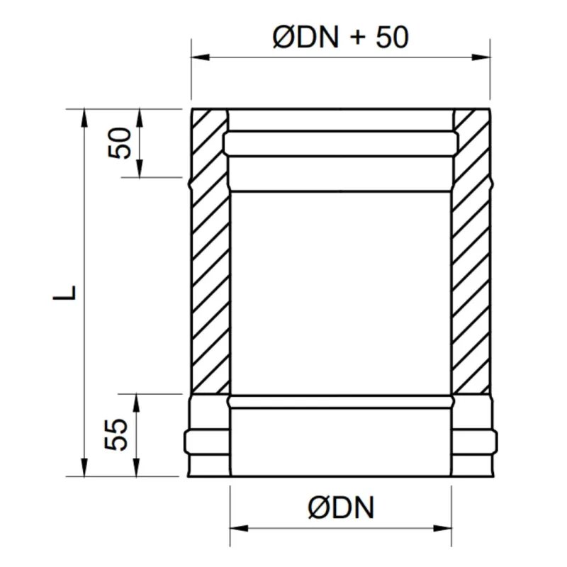 Módulo Recto 250 MM Pellet Leña Inox Doble DW 316L