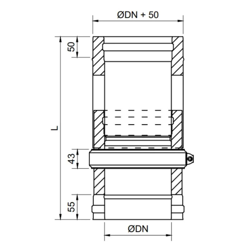 Módulo Regulable 370-500 MM Pellet Leña Inox Doble DW 316L