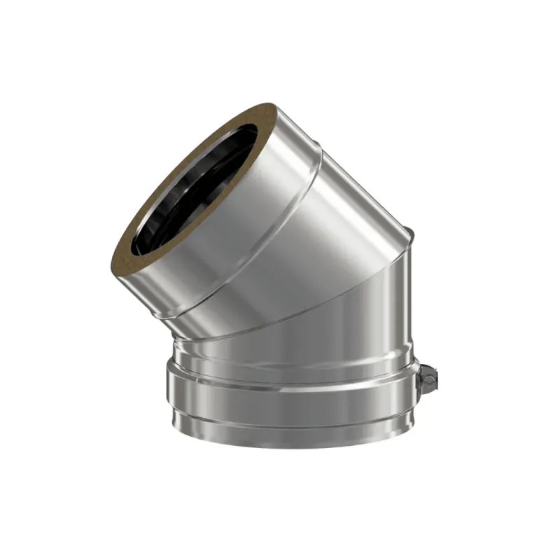 Codo 45° Pellet Leña Inox Doble DW 316L