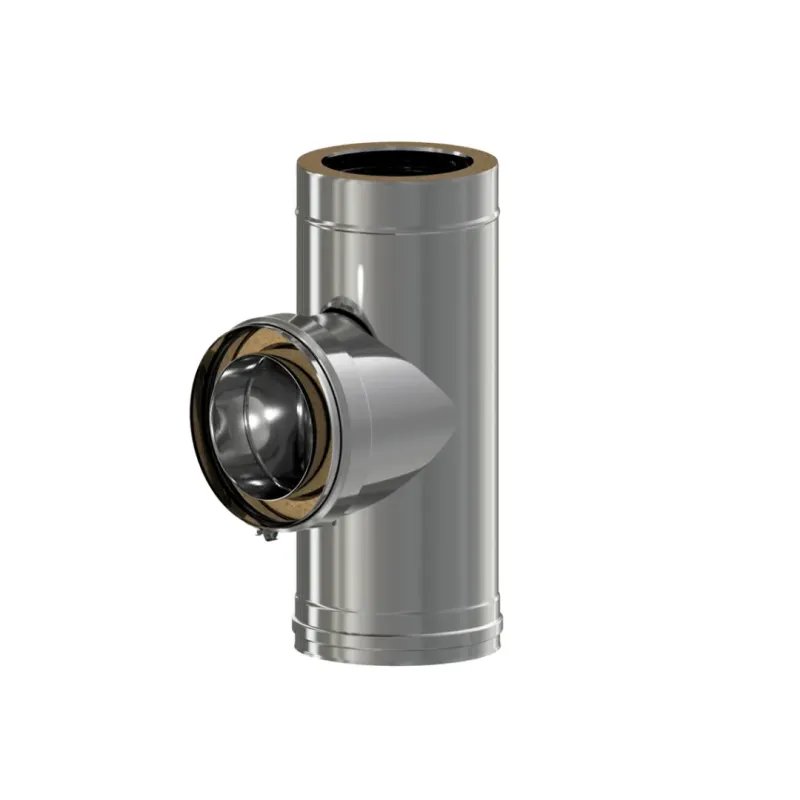 Te 90º Pellet Leña Inox Doble DW 316L