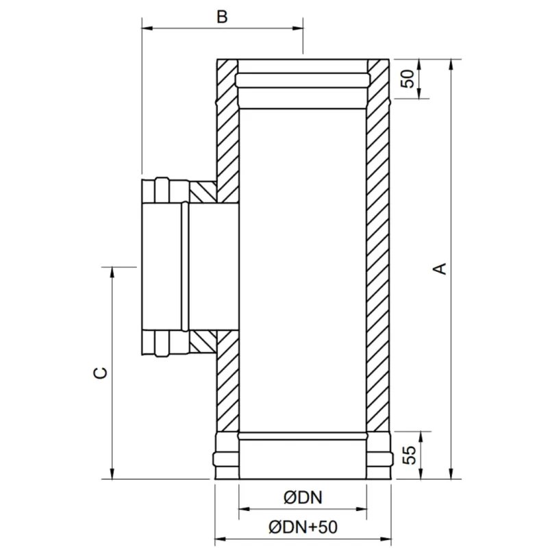 Te 90º Pellet Leña Inox Doble DW 316L