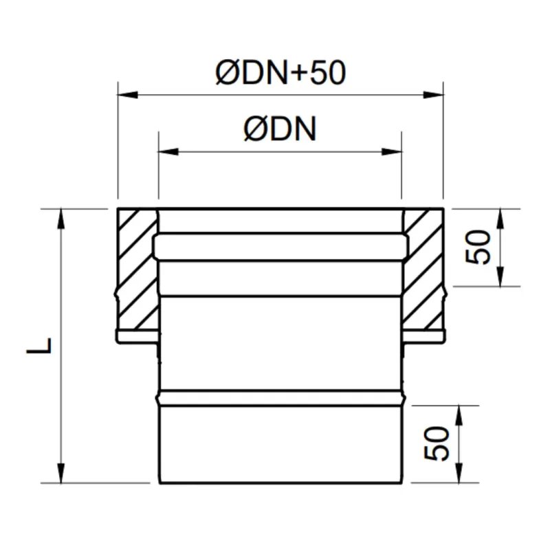 Adaptador Simple-Doble Pellet Leña Inox Doble DW 316L